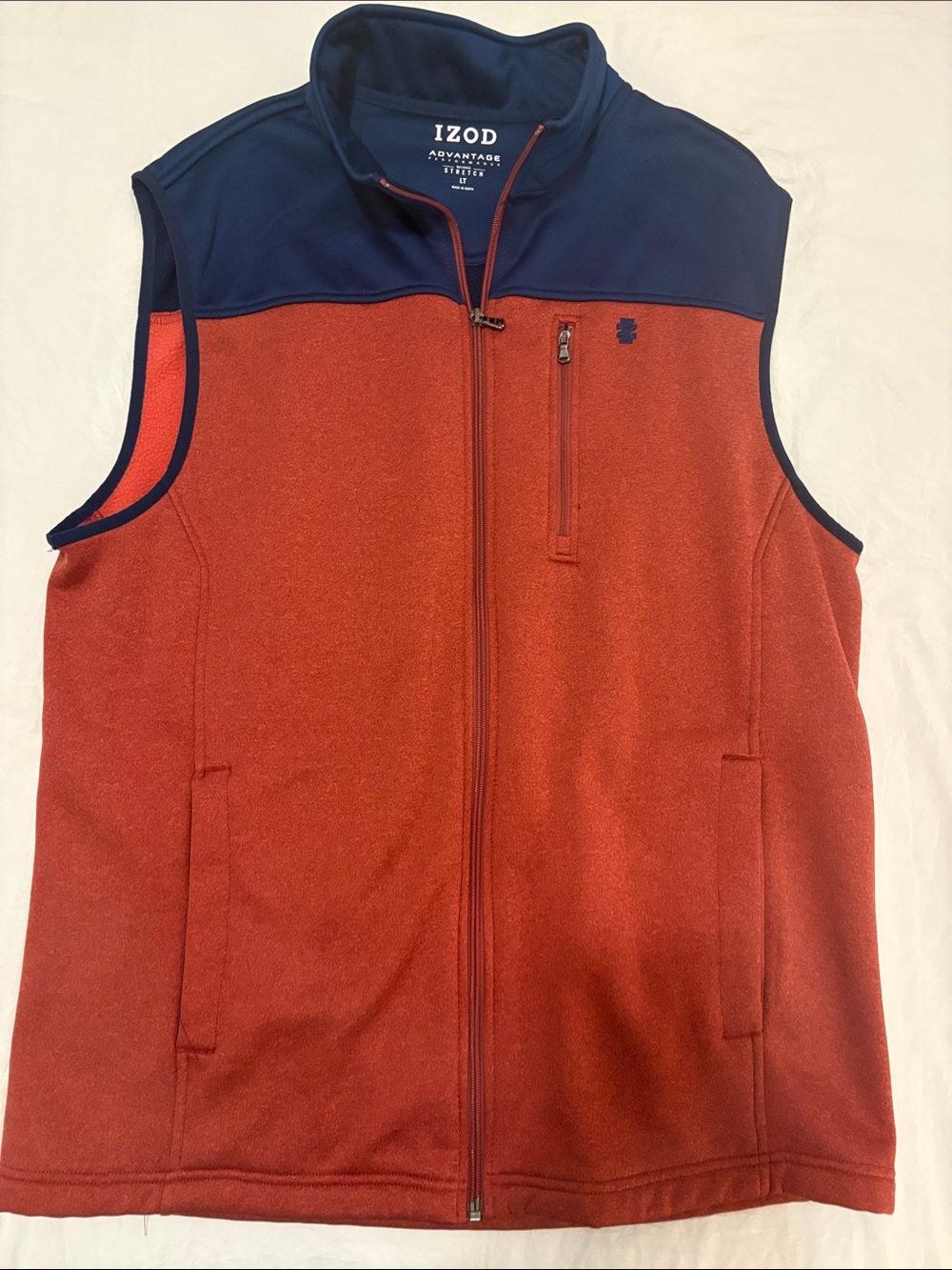 Izod Orange and Navy Full-Zip Fleece Vest